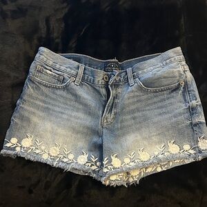 Lucky Brand Denim Shorts with White Floral Embroidery